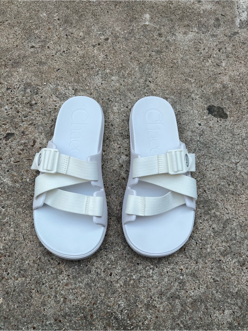 Chaco Kids White Adjustable Slide Sandals